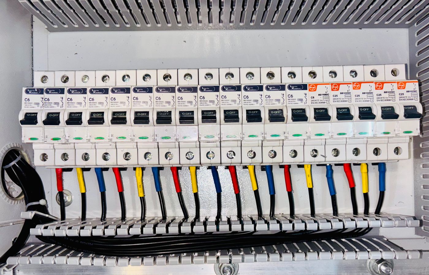 Neatly wired residential switchboard